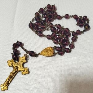 Vintage Gold and Purple Beaded Necklace